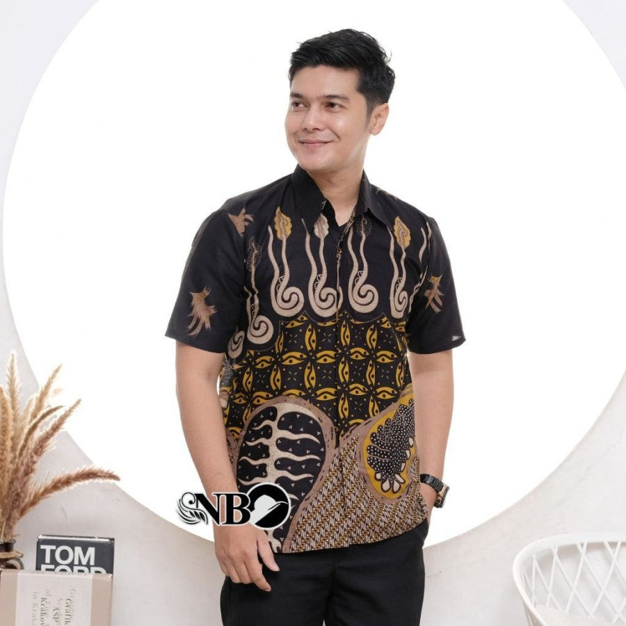 KEMEJA BATIK PRIA LENGAN PENDEK TERBARU MODERN KATUN PRIMA M L XL XXL