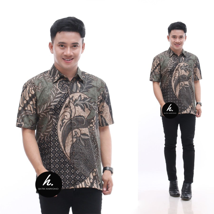 Baju Batik Pria Kemeja Lengan Pendek Seragam Kerja Terbaru BU003