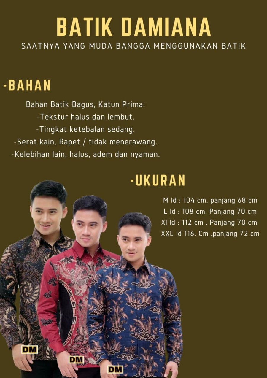 Kemeja Batik Pria M L XL XXL - Baju Batik Pria Lengan Panjang