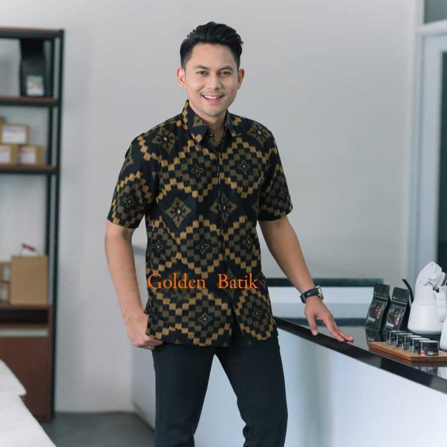 Kemeja Batik Pria Modern Lengan Pendek Katun Premium Lapis Furing Adem