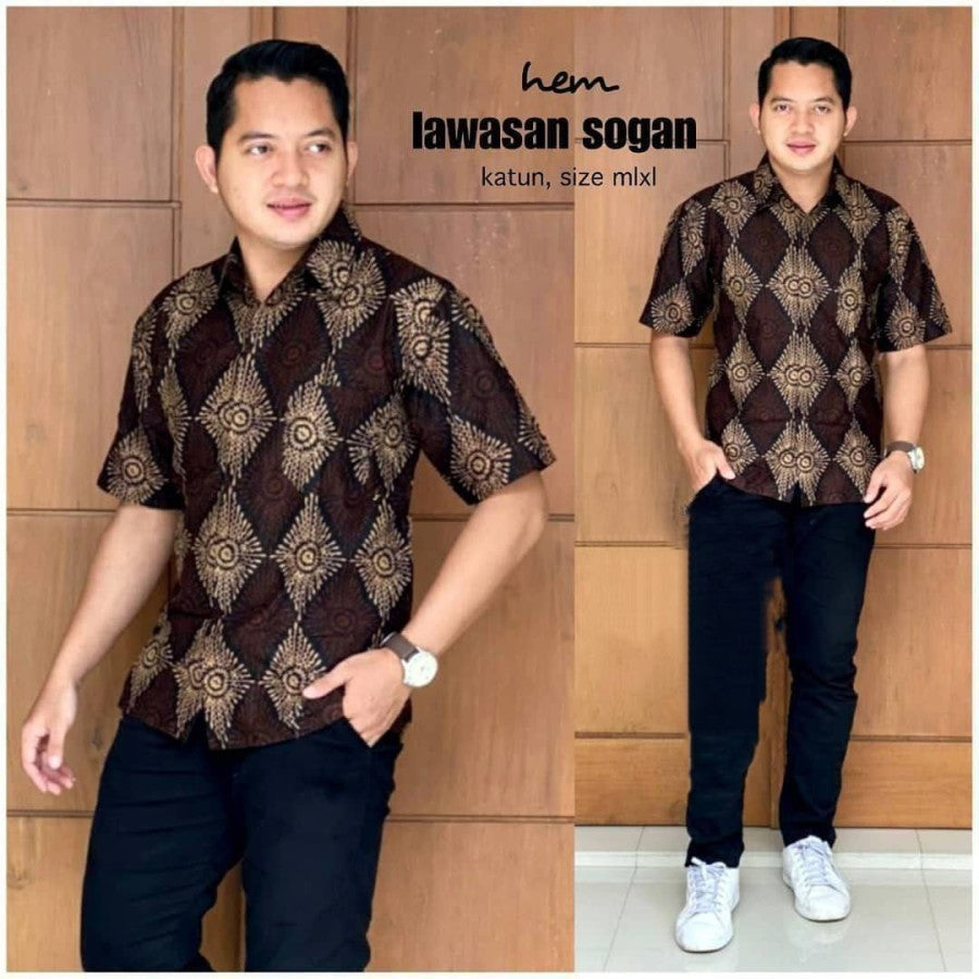 Baju Batik Pria|Batik Pria Lengan Pendek|Kemeja Alisan Lengan Pendek
