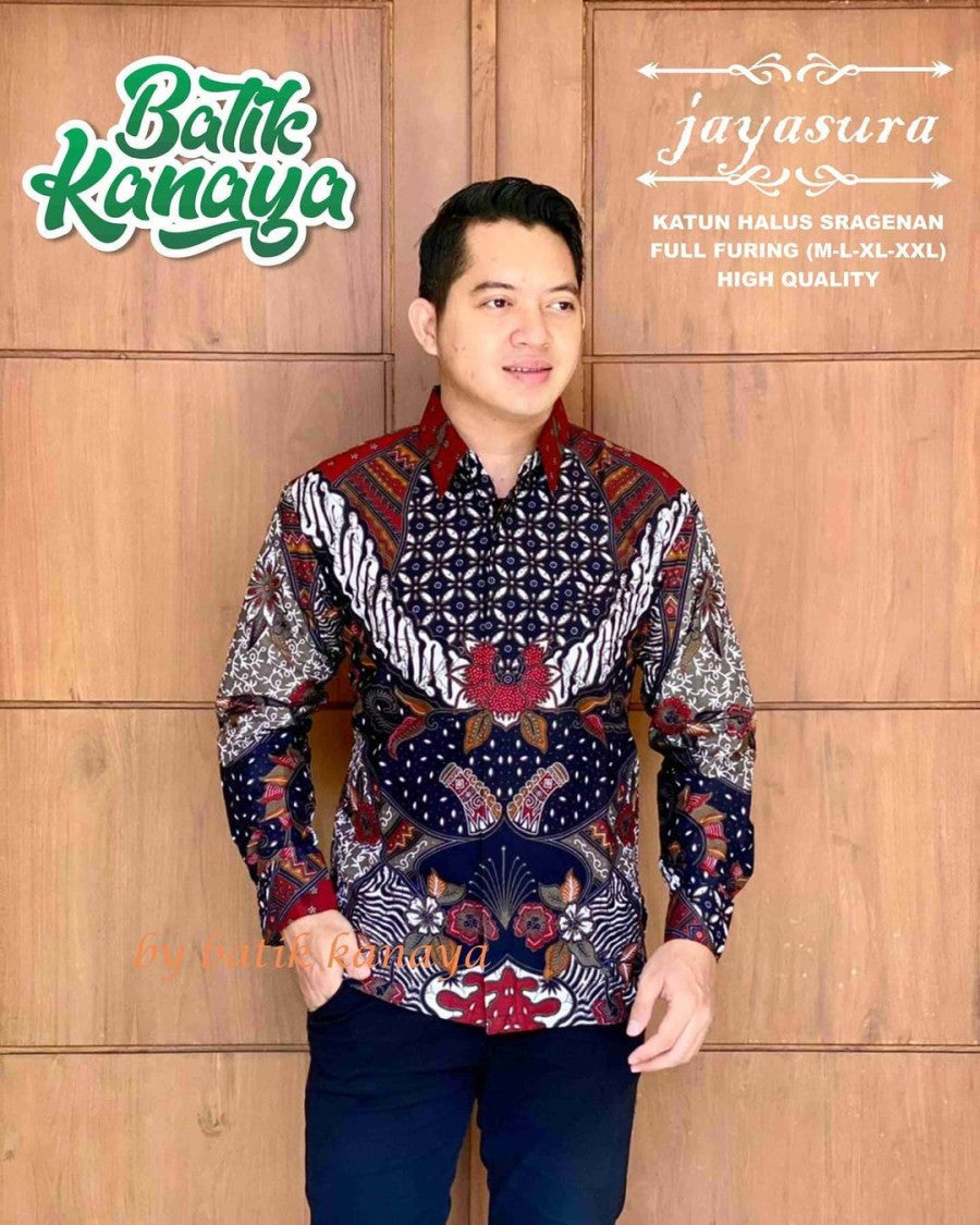 Kemeja JAYASURA Baju Batik Pria Modern Lengan Panjang Full Furing