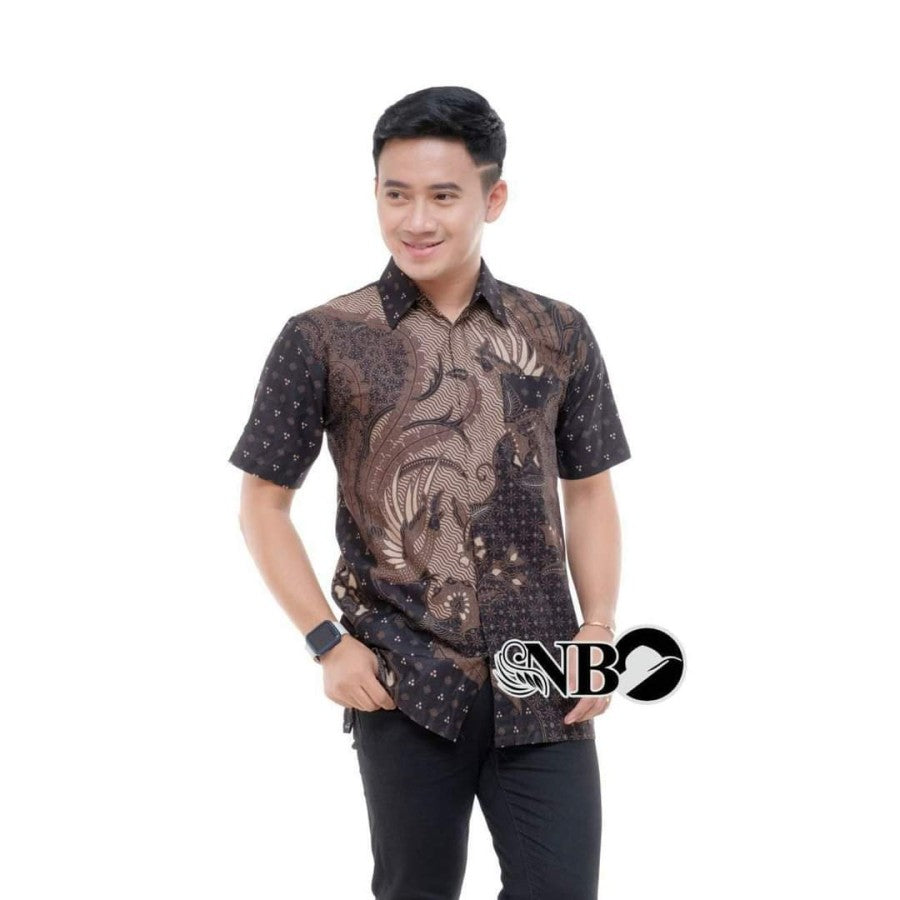 Hem Batik Pria Lengan Pendek | Baju Batik Ruzza | Kemeja Kerja Dewasa