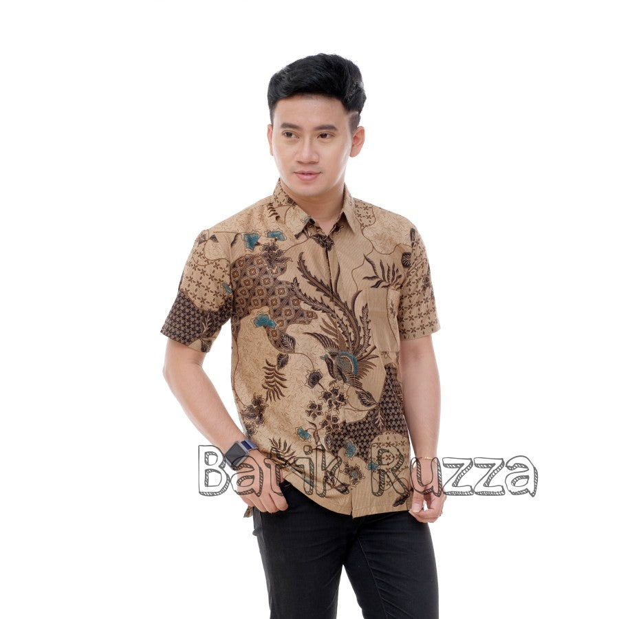 Hem Batik Pria Lengan Pendek | Baju Batik Ruzza | Kemeja Kerja Dewasa