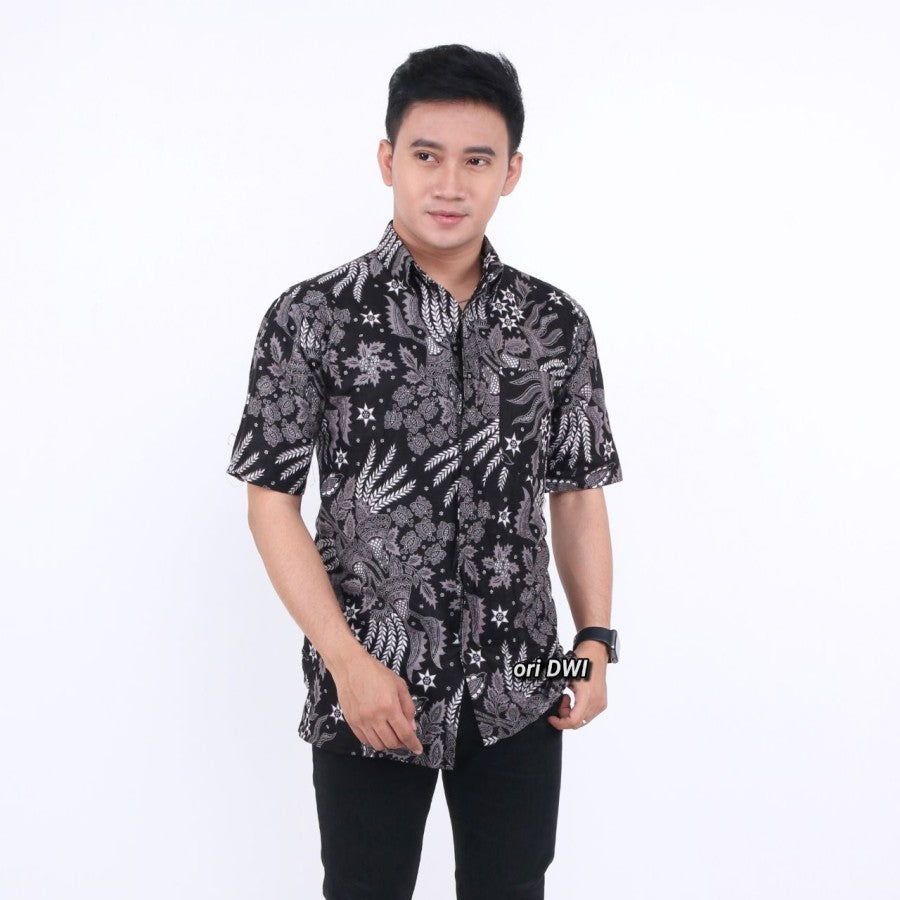 Hem Batik Pria Lengan Pendek | Baju Batik Ruzza | Kemeja Kerja Dewasa