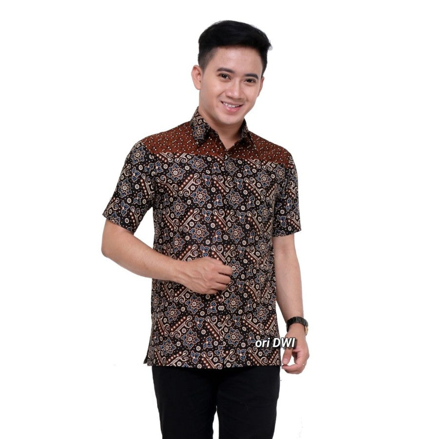 Hem Batik Pria Lengan Pendek | Baju Batik Ruzza | Kemeja Kerja Dewasa