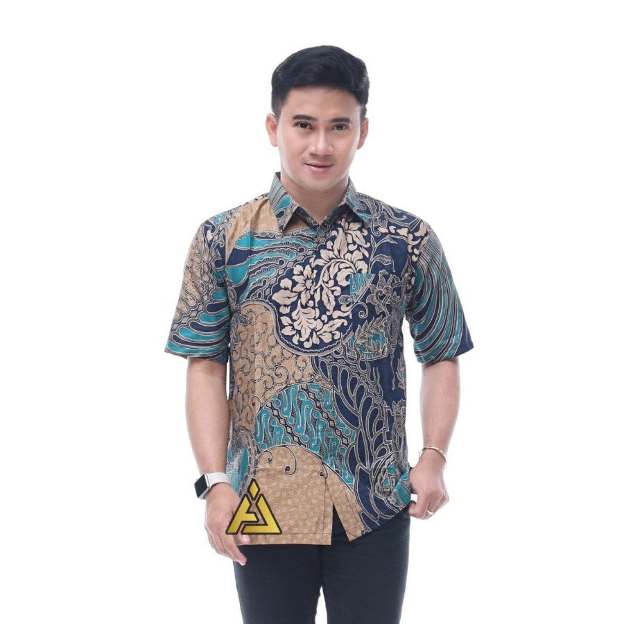 Hem Batik Pria Lengan Pendek | Baju Batik Ruzza | Kemeja Kerja Dewasa