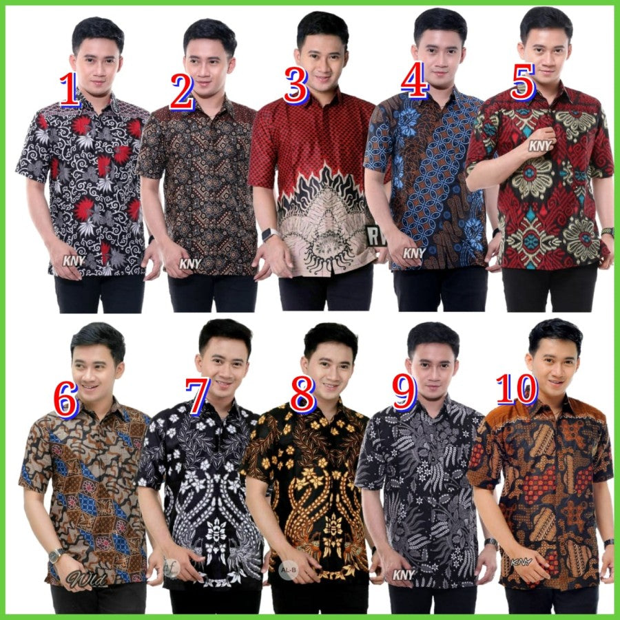 KEMEJA BATIK PRIA LENGAN PENDEK - BAJU BATIK PRIA PEKALONGAN TERMURAH