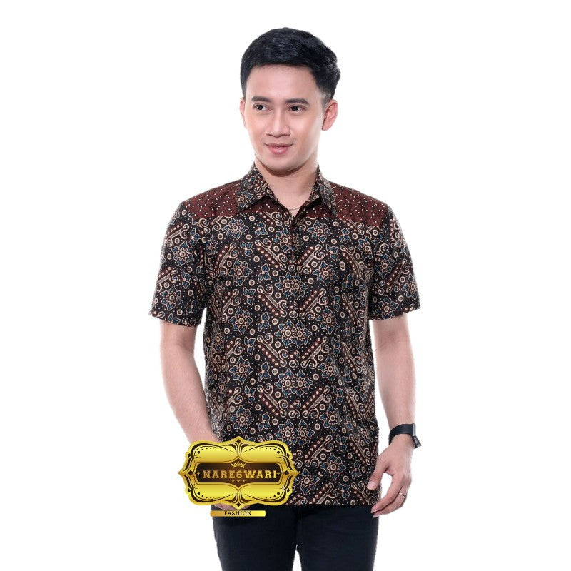 KEMEJA BATIK PRIA LENGAN PENDEK - BAJU BATIK PRIA PEKALONGAN TERMURAH