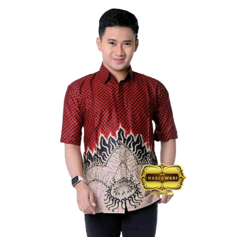 KEMEJA BATIK PRIA LENGAN PENDEK - BAJU BATIK PRIA PEKALONGAN TERMURAH