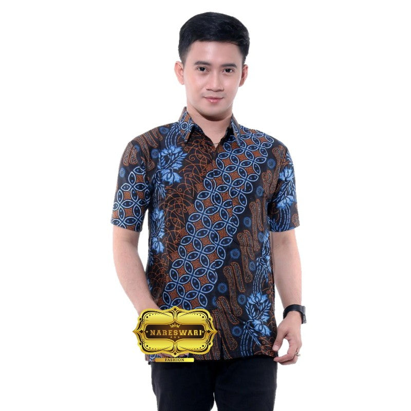 KEMEJA BATIK PRIA LENGAN PENDEK - BAJU BATIK PRIA PEKALONGAN TERMURAH