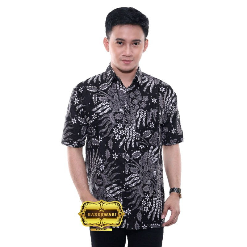 KEMEJA BATIK PRIA LENGAN PENDEK - BAJU BATIK PRIA PEKALONGAN TERMURAH