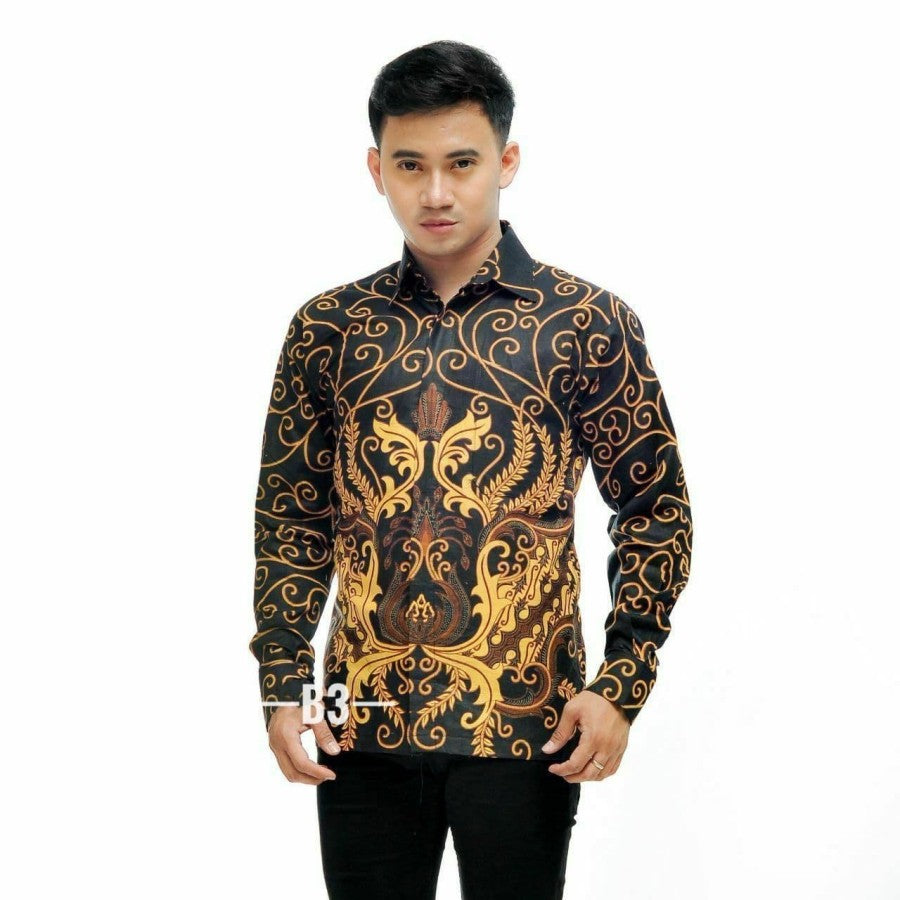 Kemeja Kantor Formal Batik Lengan Panjang Pria