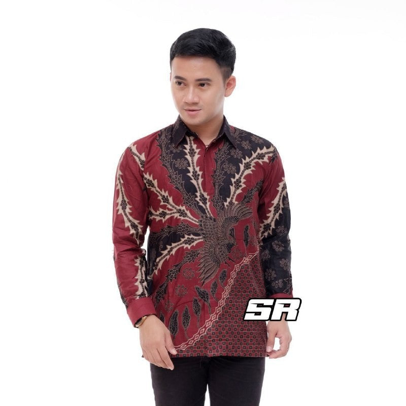 Kemeja Kantor Formal Batik Lengan Panjang Pria