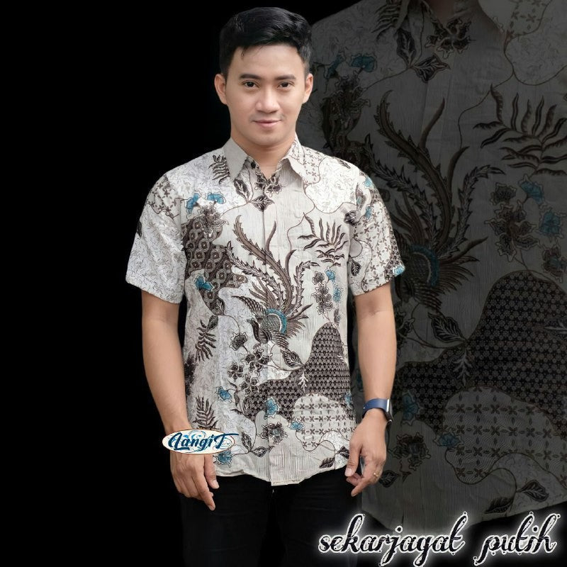 KEMEJA BATIK PRIA LENGAN PENDEK - BAJU BATIK PRIA PEKALONGAN TERLARIS