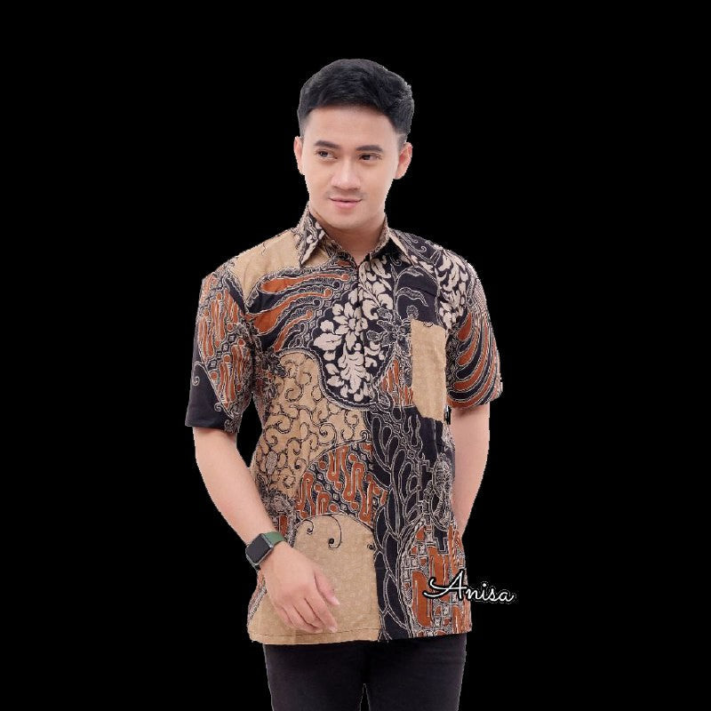 KEMEJA BATIK PRIA LENGAN PENDEK - BAJU BATIK PRIA PEKALONGAN TERLARIS