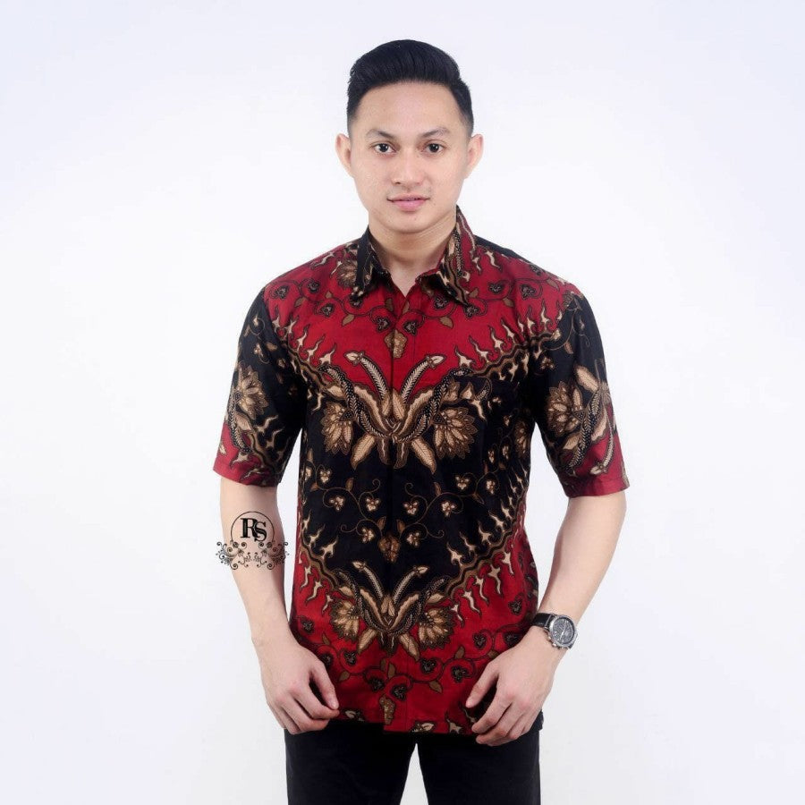 KEMEJA BATIK PRIA LENGAN PENDEK - BAJU BATIK PRIA PEKALONGAN TERLARIS