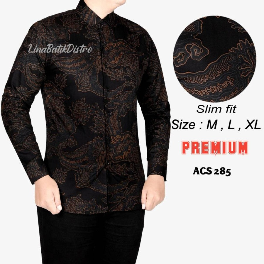BAJU KEMEJA BATIK SLIM FIT PRIA LENGAN PANJANG KUALITAS MALL LB88