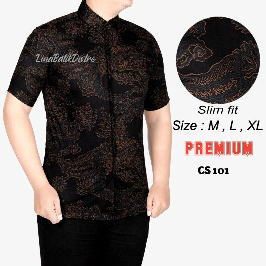 BAJU KEMEJA BATIK PRIA SLIM FIT MODERN LENGAN PENDEK OB400