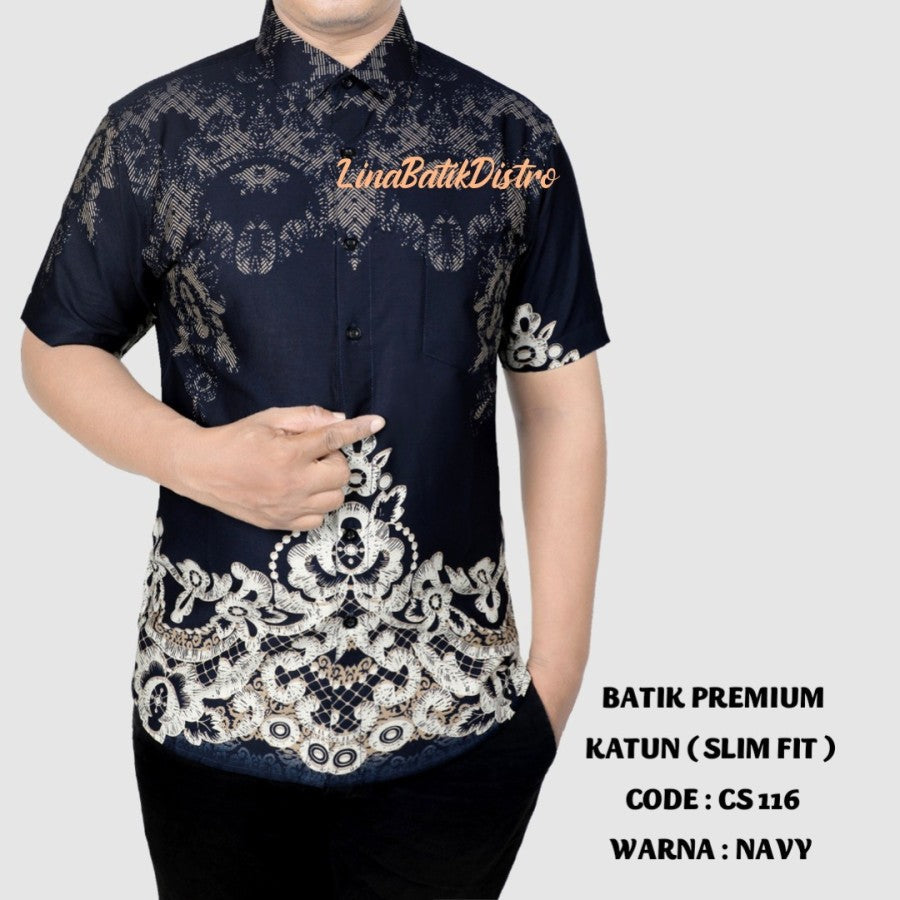 BAJU KEMEJA BATIK PRIA SLIM FIT MODERN LENGAN PENDEK OB400