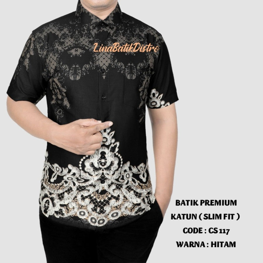 BAJU KEMEJA BATIK PRIA SLIM FIT MODERN LENGAN PENDEK OB400