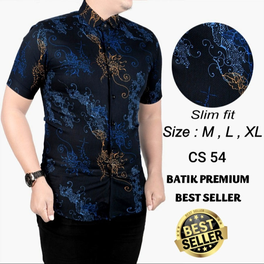 BAJU KEMEJA BATIK PRIA SLIM FIT MODERN LENGAN PENDEK OB400