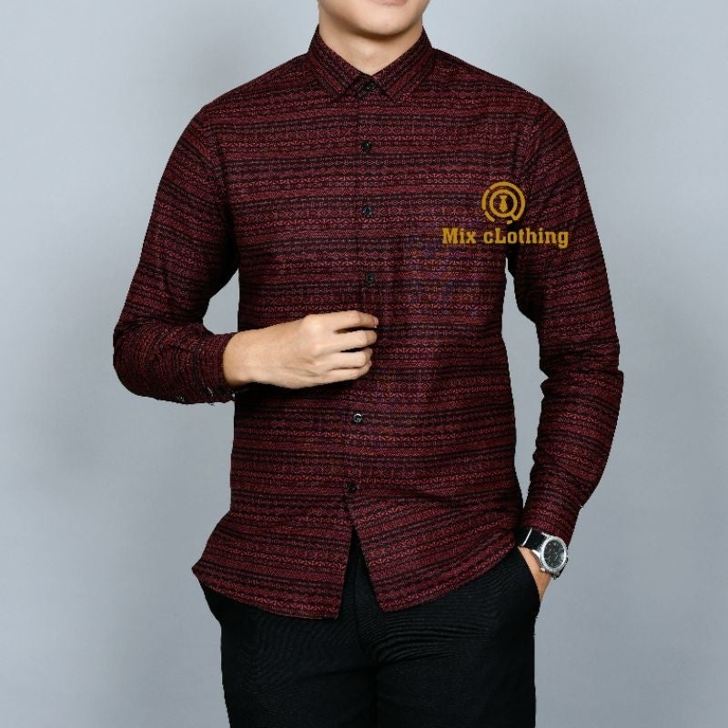 BAJU KEMEJA BATIK SLIM FIT PRIA LENGAN PANJANG KUALITAS PREMIUM CD60
