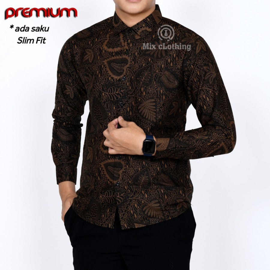 BAJU KEMEJA BATIK SLIM FIT PRIA LENGAN PANJANG KUALITAS PREMIUM CD60