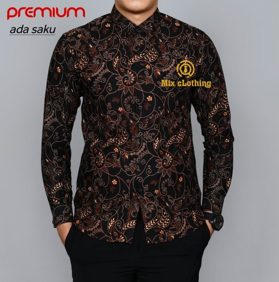 BAJU KEMEJA BATIK SLIM FIT PRIA LENGAN PANJANG KUALITAS PREMIUM CD60