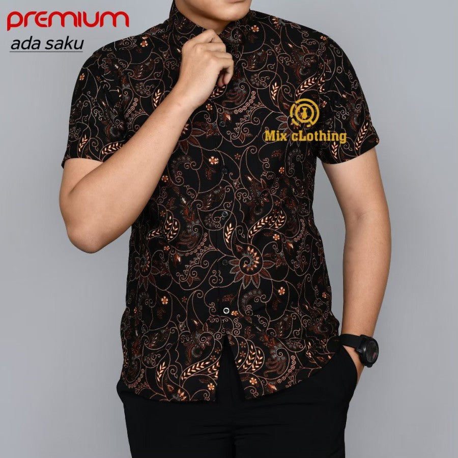 KEMEJA BATIK PRIA SLIM FIT / BAJU BATIK SLIMFIT LENGAN PENDEK CS 16