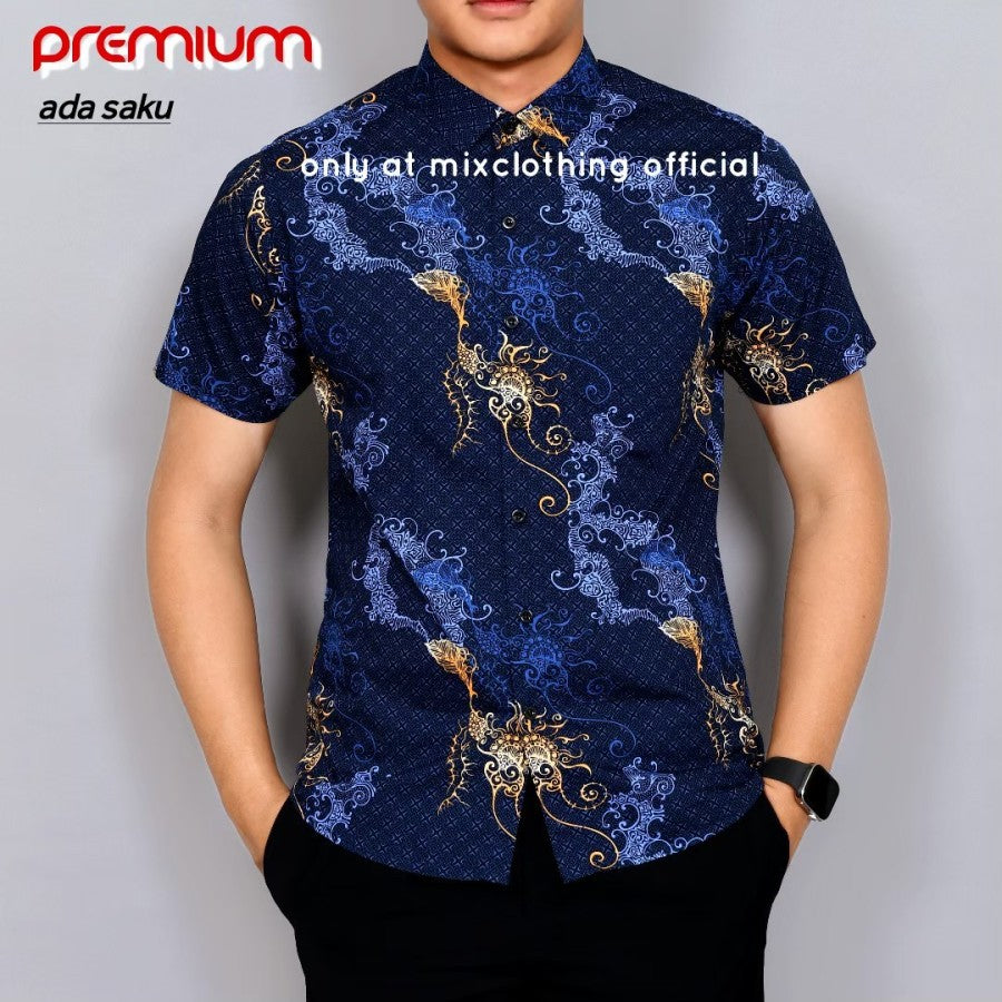 KEMEJA BATIK PRIA SLIM FIT / BAJU BATIK SLIMFIT LENGAN PENDEK CS 16