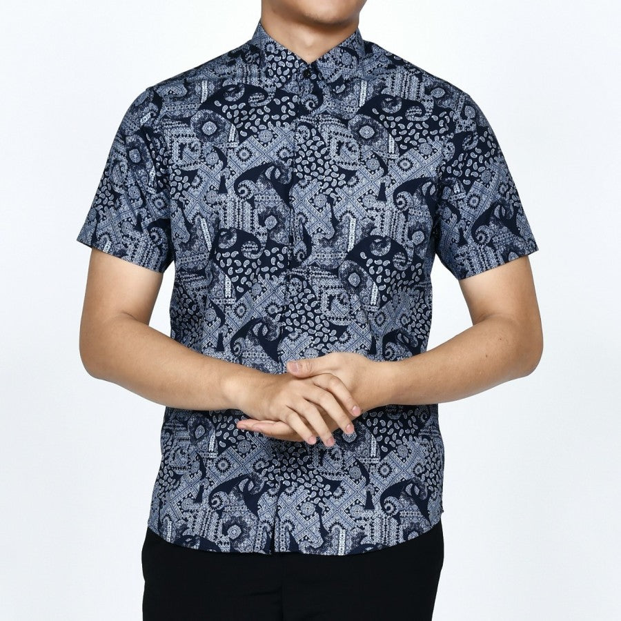 KEMEJA BATIK PRIA SLIM FIT / BAJU BATIK SLIMFIT LENGAN PENDEK CS 16