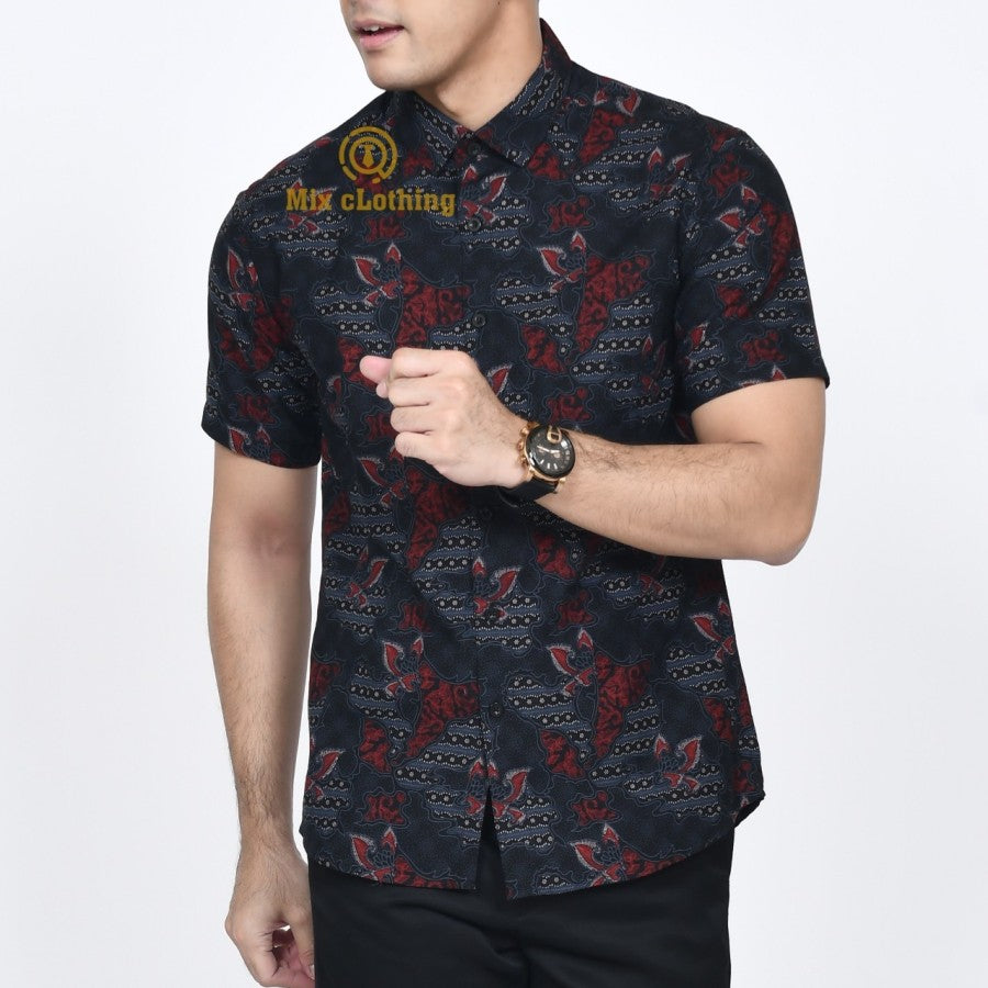 KEMEJA BATIK PRIA SLIM FIT / BAJU BATIK SLIMFIT LENGAN PENDEK CS 16