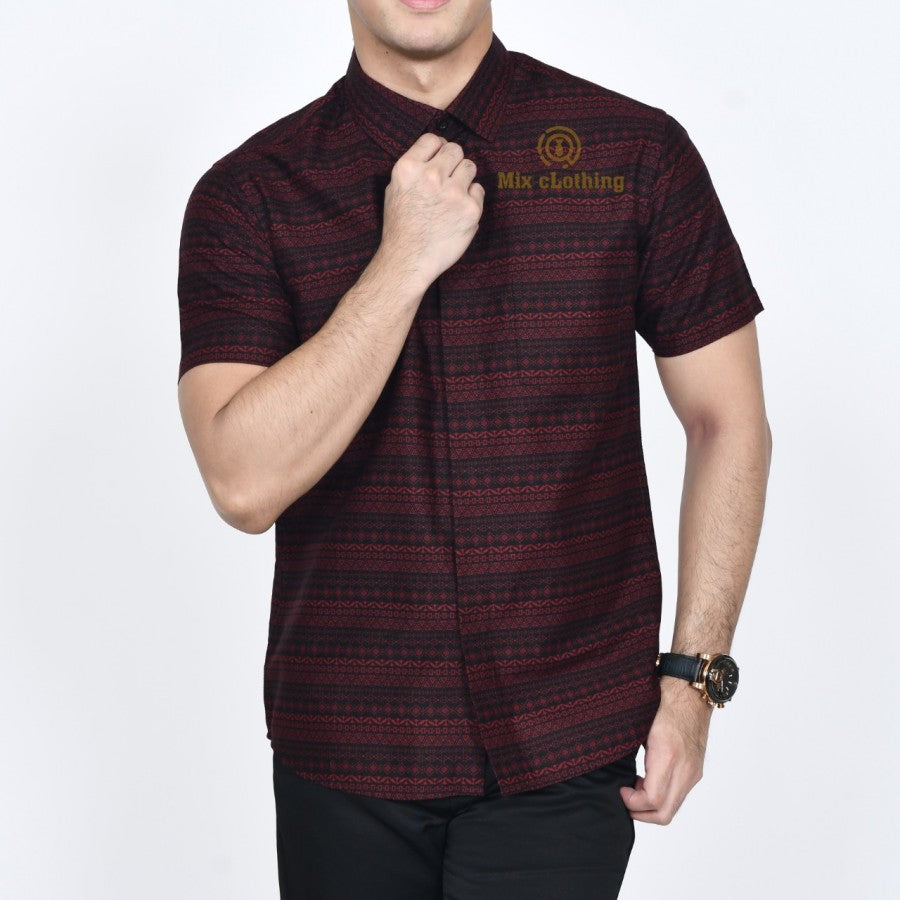 KEMEJA BATIK PRIA SLIM FIT / BAJU BATIK SLIMFIT LENGAN PENDEK CS 16