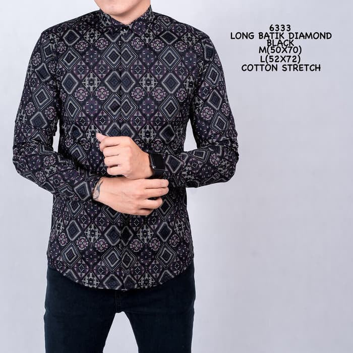 Kemeja Pria Batik Songket Hitam Lengan Panjang / Batik Cowo Formal -