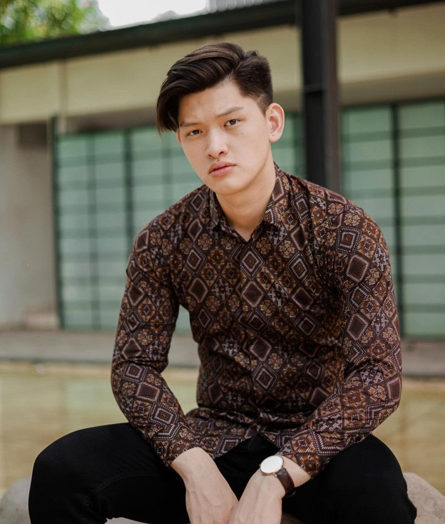 Kemeja Pria Batik Songket Hitam Lengan Panjang / Batik Cowo Formal -