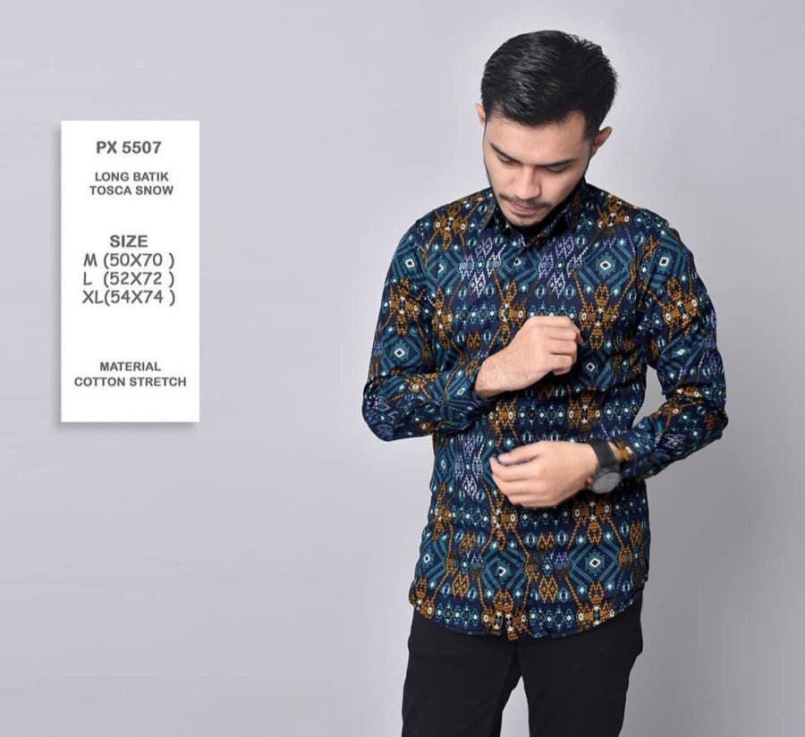 Kemeja Pria Batik Songket Hitam Lengan Panjang / Batik Cowo Formal -