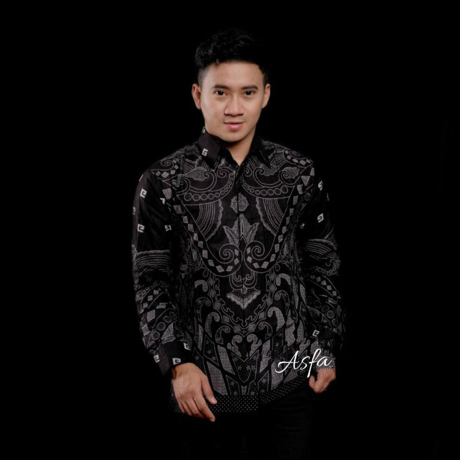 Kemeja Batik Pria size M L XL XXL Lengan Panjang Katun Motif Langka