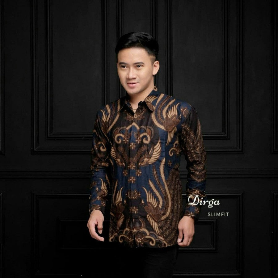 Kemeja Batik Pria size M L XL XXL Lengan Panjang Katun Motif Langka
