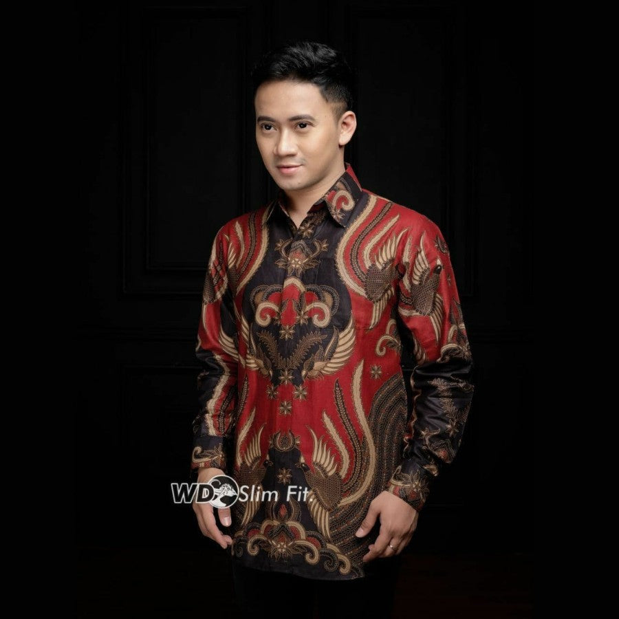 Kemeja Batik Pria size M L XL XXL Lengan Panjang Katun Motif Langka