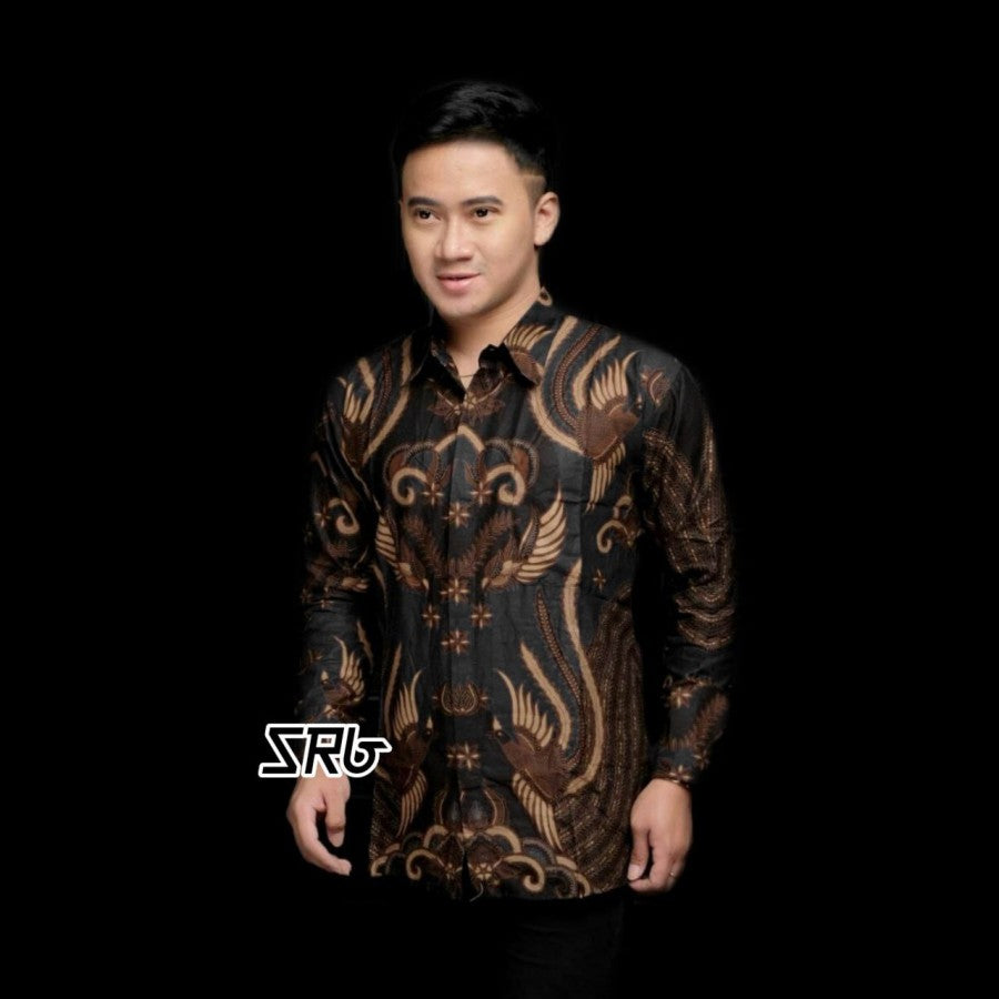 Kemeja Batik Pria size M L XL XXL Lengan Panjang Katun Motif Langka
