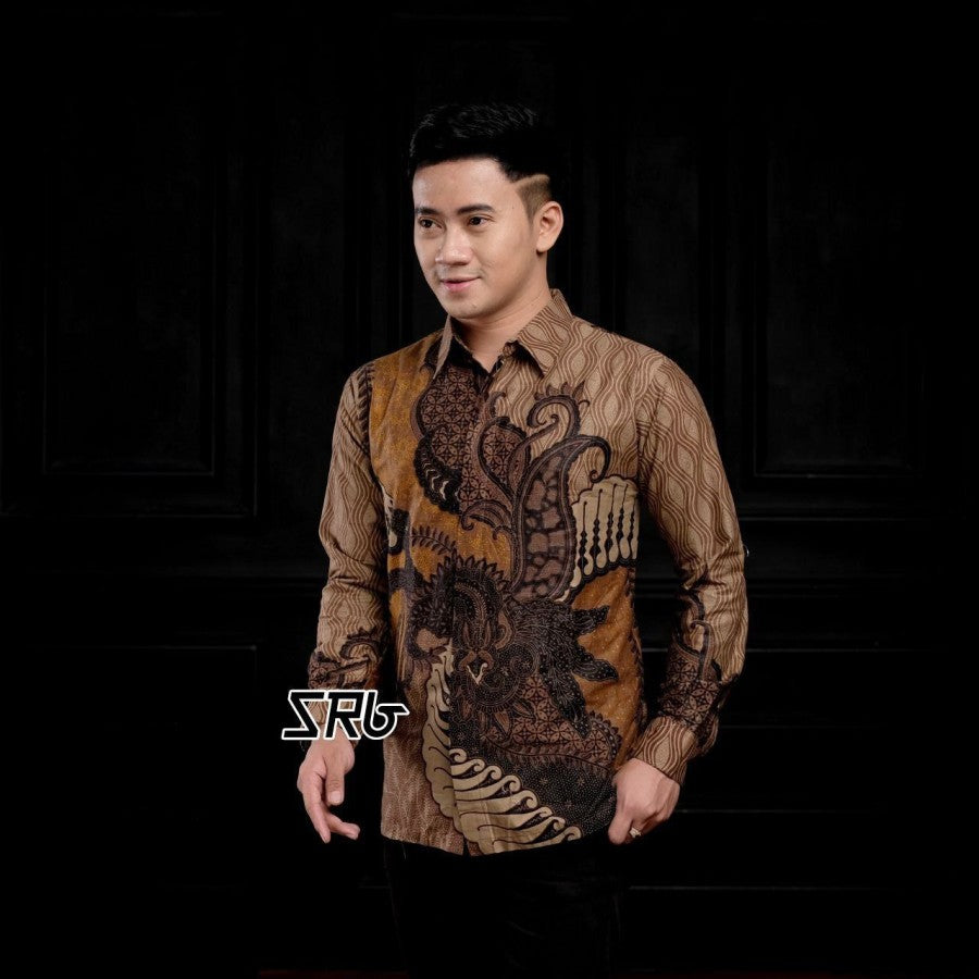 Kemeja Batik Pria size M L XL XXL Lengan Panjang Katun Motif Langka