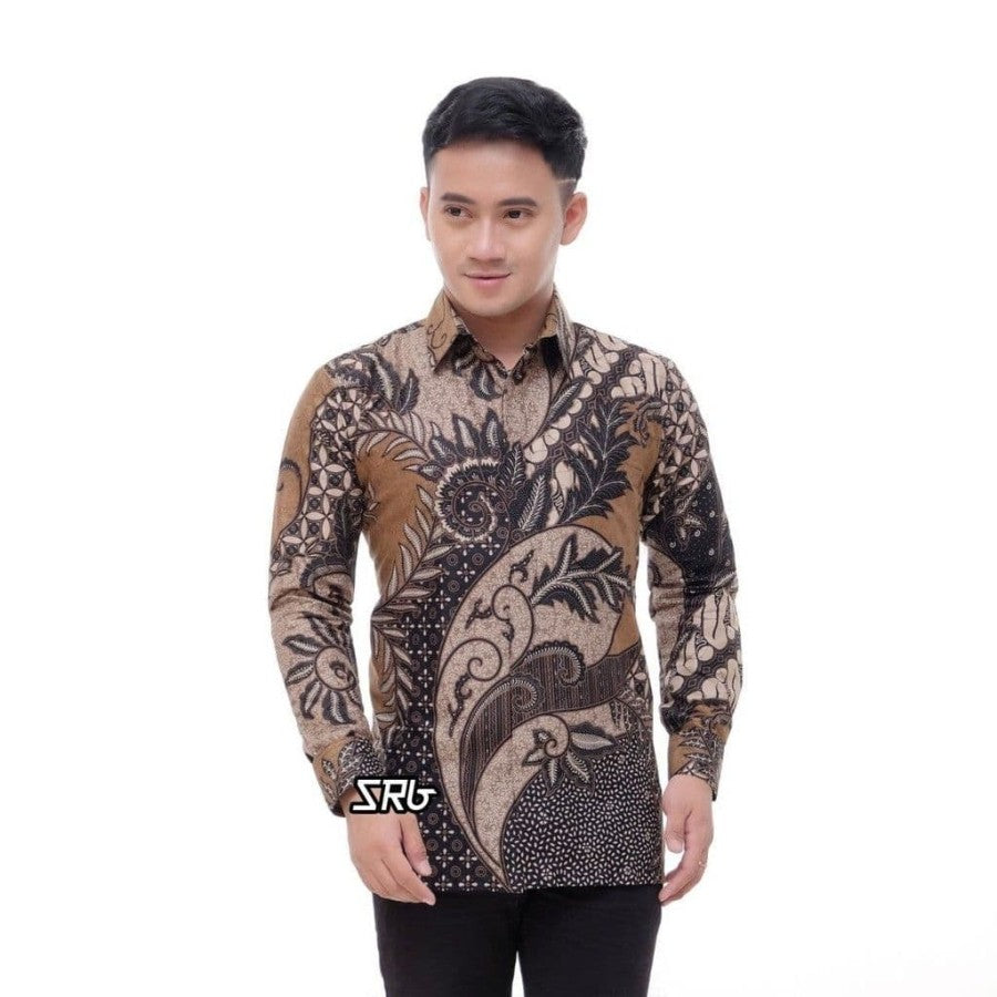 Kemeja Batik Pria size M L XL XXL Lengan Panjang Katun Motif Langka