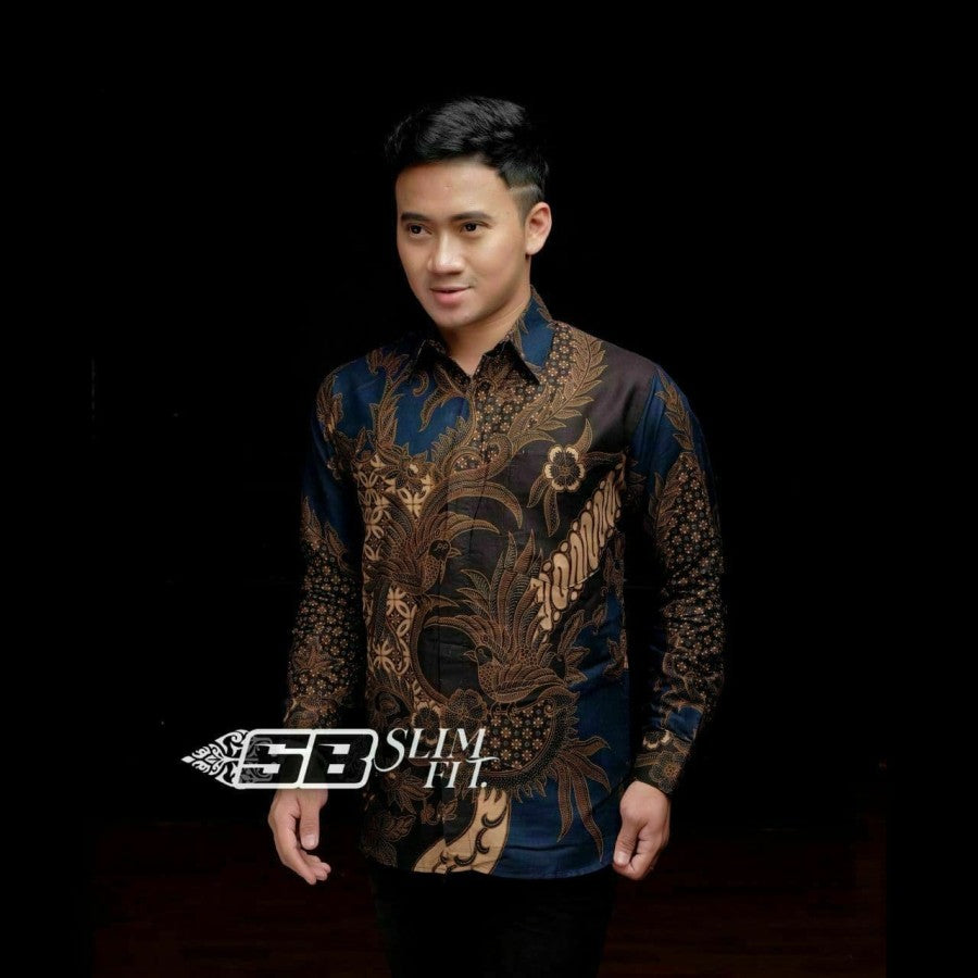 Kemeja Batik Pria size M L XL XXL Lengan Panjang Katun Motif Langka