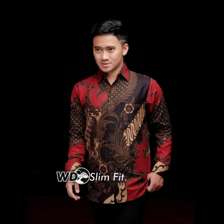 Kemeja Batik Pria size M L XL XXL Lengan Panjang Katun Motif Langka