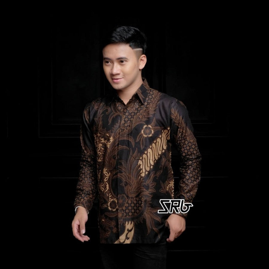 Kemeja Batik Pria size M L XL XXL Lengan Panjang Katun Motif Langka