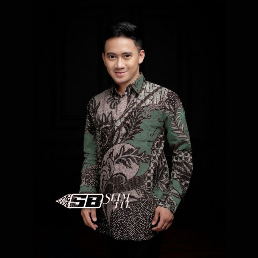 Kemeja Batik Pria size M L XL XXL Lengan Panjang Katun Motif Langka