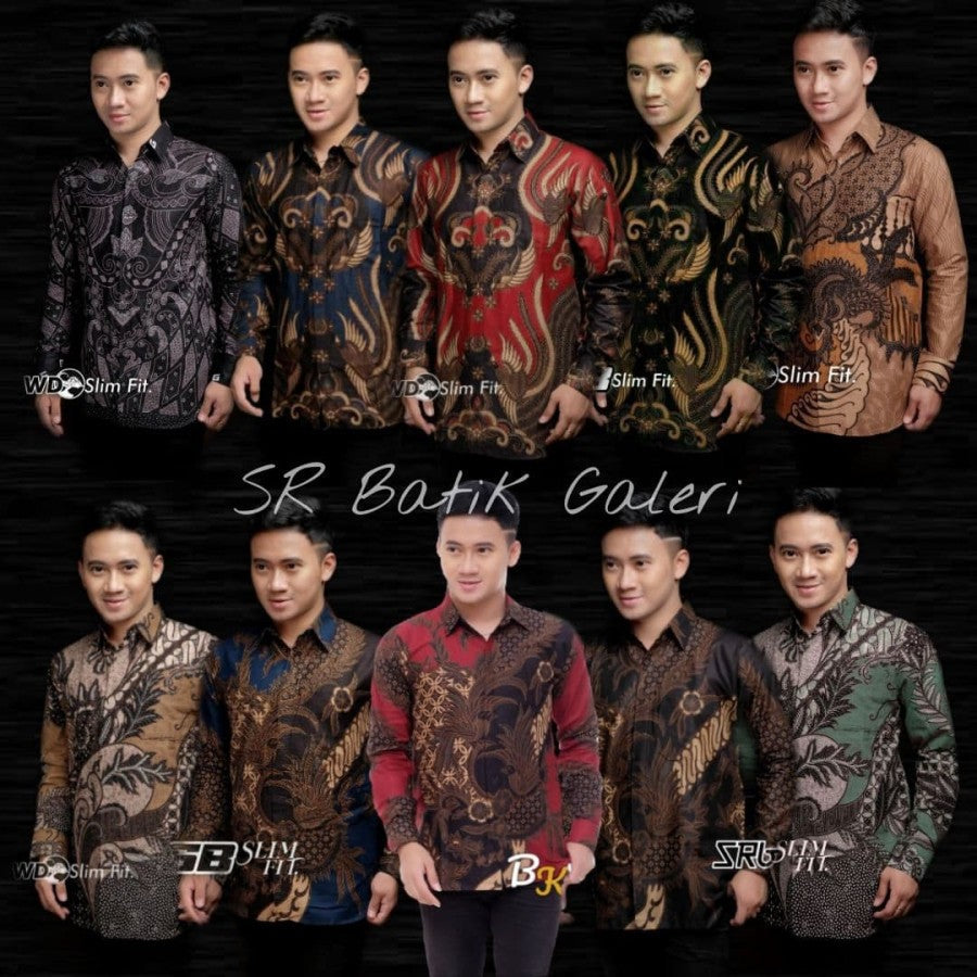 Kemeja Batik Pria size M L XL XXL Lengan Panjang Katun Motif Langka