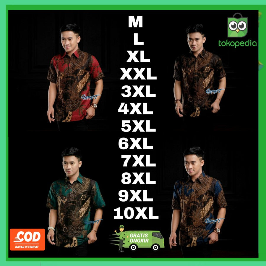 batik pria jumbo Lengan pendek M L XL XXL 3XL4XL5XL6XL7XL8XL9XL10XL