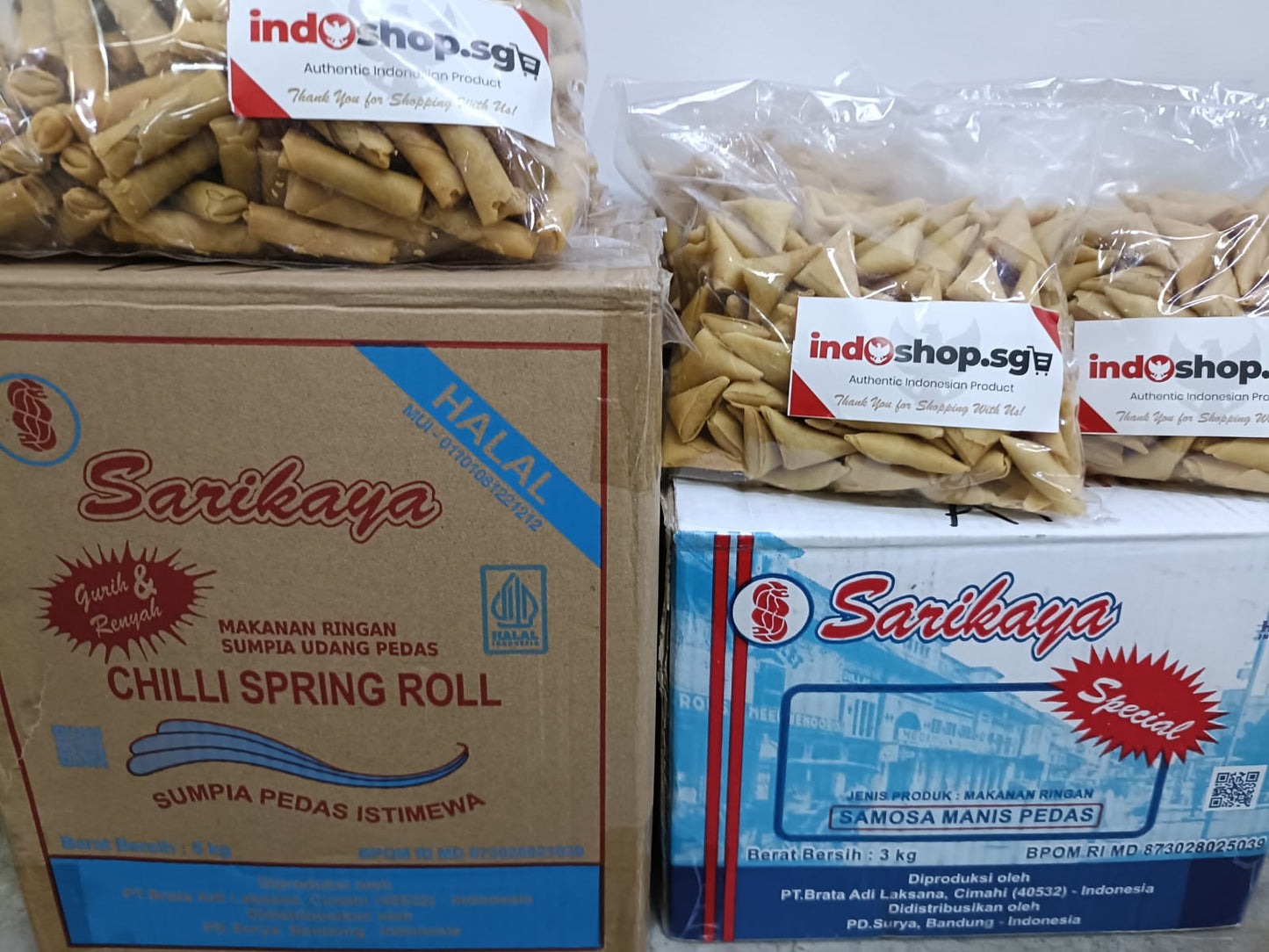 WHOLESALE Shrimp Spring Roll Samosa Sarikaya - 1 Carton Samosa 3KG Sumpia 5KG